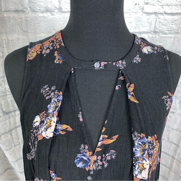 Free people floral print sleeveless shift dress with single button front sz SM - Picture 2 of 9